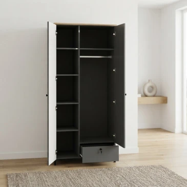 Шкаф "San Gimignano SZF2D1S" / Антрацитовый/Дуб Нокс Антрацитовый Готика