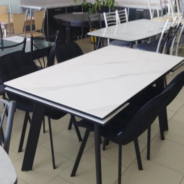 Стол Саен 35 / Керамика белая/черный муар
