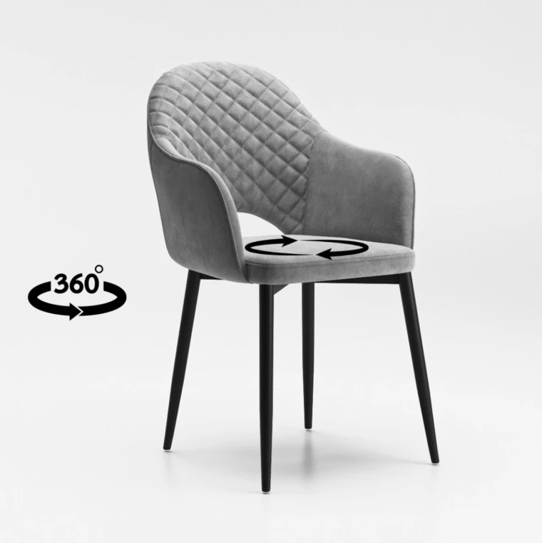 Стул "Кристи" / бренди 23 (grey)/каркас черный с поворотным механизмом