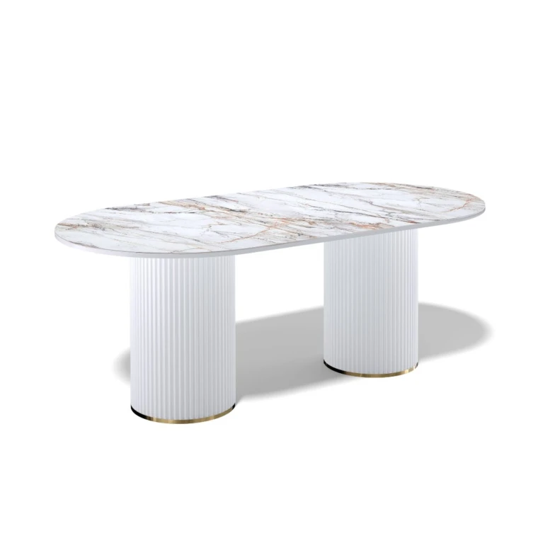 Стол Kenner LD2000 / белый/керамика мрамор золотой GILT WHITE
