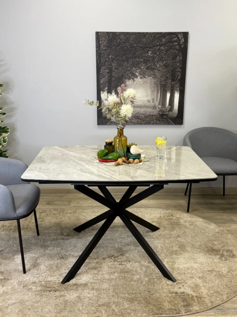 Стол Kenner BR1200 / черный/керамика ITALIAN MIDDLE GRAY глянец