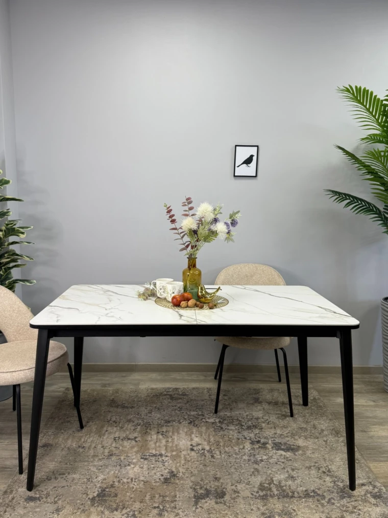 Стол Kenner KS1400 / черный/керамика мрамор золотой GILT WHITE