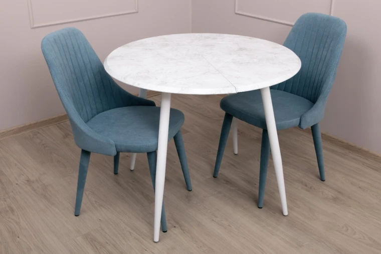 Стол раздвижной круглый М120 / Мрамор Белый