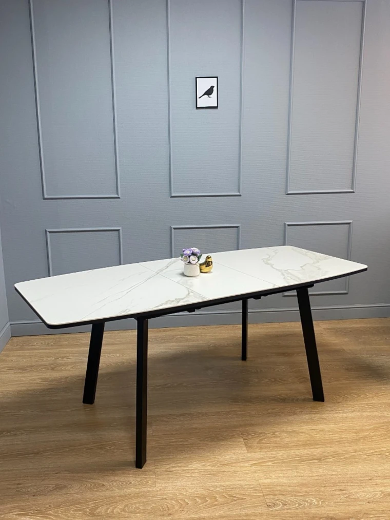Стол Kenner AA1400 / черный/керамика белая TOP ALPINE WHITE