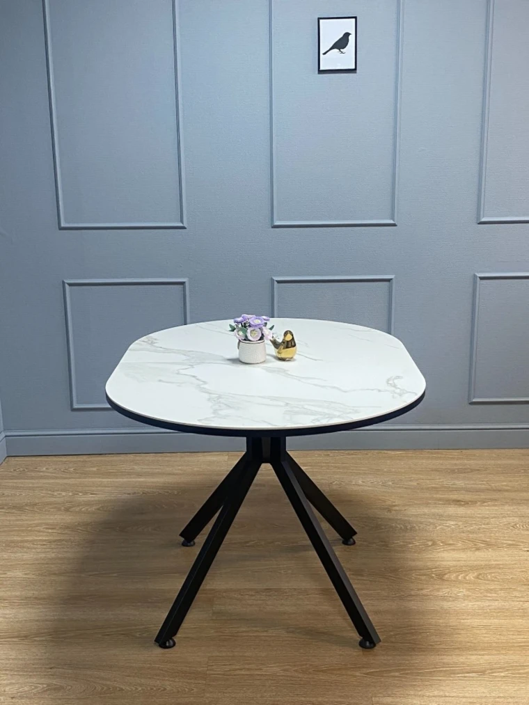 Стол Kenner DO1300 / черный/керамика белая TOP ALPINE WHITE