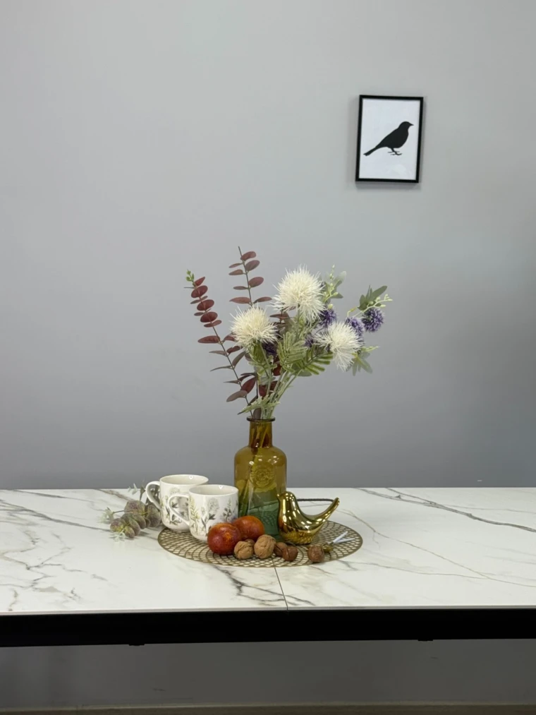 Стол Kenner KS1400 / черный/керамика мрамор золотой GILT WHITE