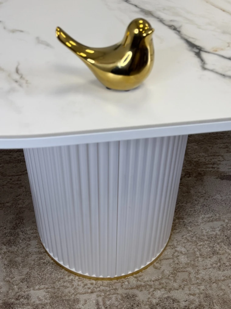 Стол Kenner LD2000 / белый/керамика мрамор золотой GILT WHITE
